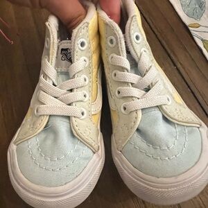 Vans Kids' Light Blue and Yellow Sneakers